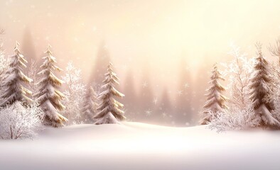 Poster - Winter blurred Christmas background. Xmas tree with snow, holiday festive background. Winter art design with snowflakes. Nature scene.