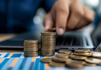 Wall Mural - Hand Putting Coin on Stack, Financial Concept