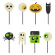 © James - Lot d'images vectorielles sur le thème d'halloween, illustrations représentant huit sucettes d'halloween