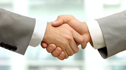 Aufkleber - A senior businessman shakes hands with a fellow businessman after an interview at a building. Negotiation, investor, success, partnership, teamwork, financial, connection concept, stock market.