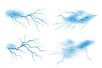 Aufkleber - Ai Generative: A glow of glowing lightning illuminates the night sky, casts a dazzling glow on the terrain around it.