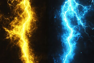 Aufkleber - The idea of magic and sorcery is presented with a set of electric thunder bolts and lights. Isolated on a black background.