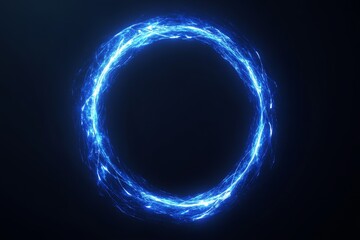 Leinwandbilder - Using a blue circle light frame on a black background. For futuristic or technology-themed designs.