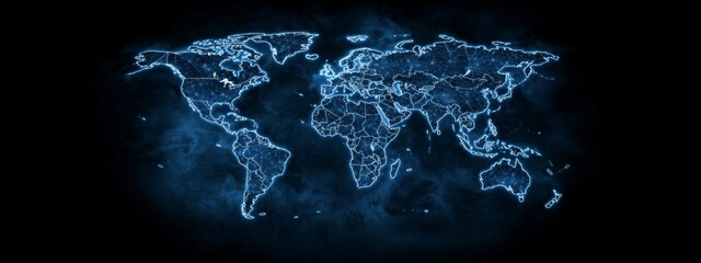 Poster - Creating digital maps featuring abstract images of the world, the concept of global connectivity and the digital world, the concept of data transfer and cyber technology, as well as international