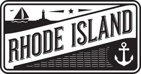 Canvas Print - Rhode Island Retro Typography Sign Vector