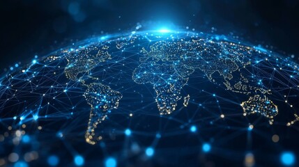 Aufkleber - Connected by a network of lines, a digital representation of the world.
