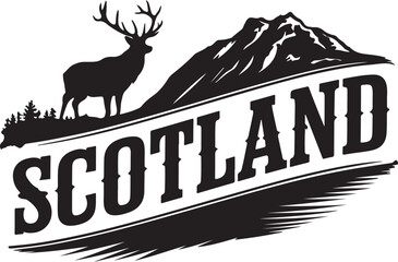 Canvas Print - Scotland Stag Retro Typography Vector Graphic