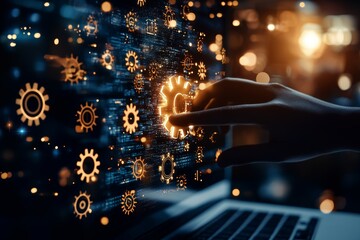 Fototapete - Industrial and smart technology integration. Business and automation solutions.