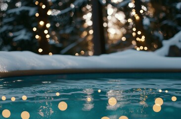 Poster - Background of snowy forest and abstract shiny light