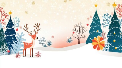 Canvas Print - Cute Abstract Winter Holiday Illustration