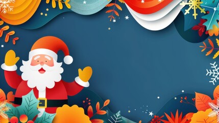 Wall Mural - Cute Abstract Christmas Illustration with Santa Design