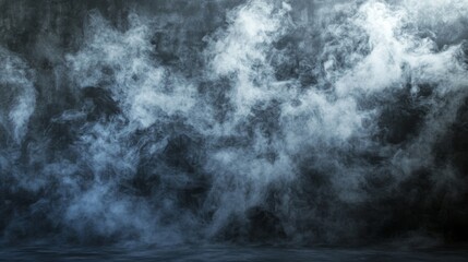 Aufkleber - Ethereal mist swirls across a dark background, creating a moody and atmospheric scene filled with shades of gray and hints of blue.