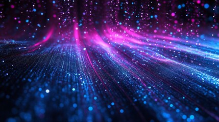 Aufkleber - A vibrant display of flowing blue and pink light particles, creating a dynamic, abstract background of energy and movement.