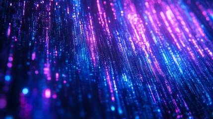 Poster - A vibrant digital backdrop displaying cascading lines of blue and purple light, creating a dynamic and energetic atmosphere.