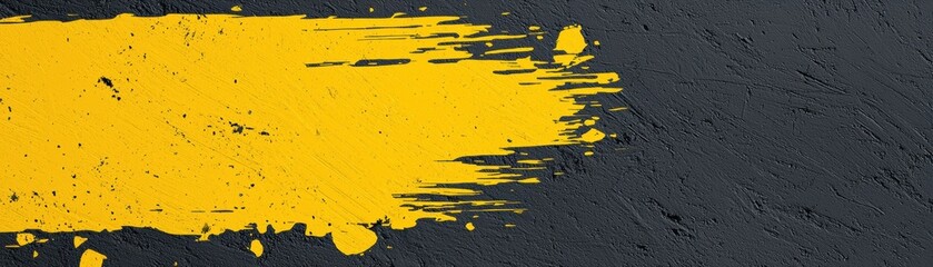 Wall Mural - vibrant yellow texture paint streak on dark gray background, perfect for creative projects, art pres