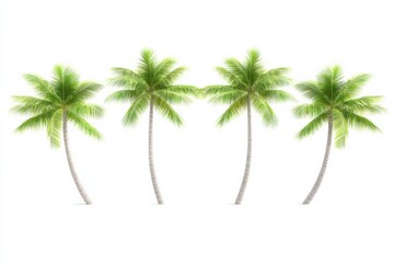 Wall Mural - A serene collection of palm trees with lush green leaves against a minimalist white background, ideal for tropical-themed designs and relaxation.