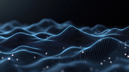 Wall Mural - stunning abstract representation of digital waves, showcasing flowing lines and glowing particles, p