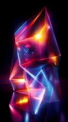 Wall Mural - Abstract geometric shape with neon lighting and a glowing effect.