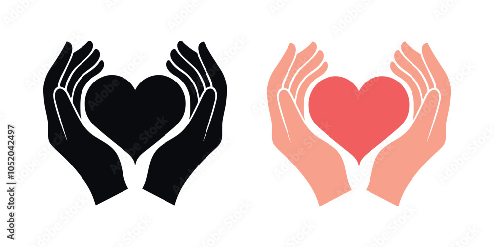 Two hands forming a heart silhouette Stock Vector | Adobe Stock