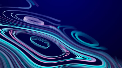 Wall Mural - Abstract glitter particles in dark space. Network data transfer concept. 3D rendering.