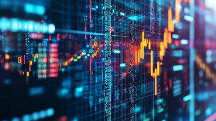 Wall Mural - global digital currencies icons hovering above financial graphs
