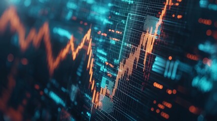 Wall Mural - global digital currencies icons hovering above financial graphs