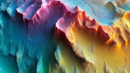 Poster - abstract landscape background, colorful mountain relief illustration