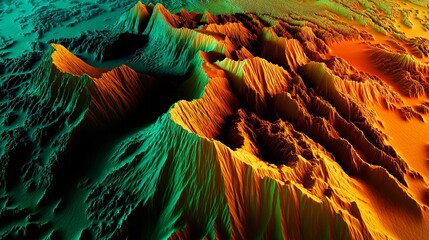 Poster - abstract landscape background, colorful mountain relief illustration
