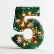 © Avve Diana  - Realistic modern design, soft lighting, white background, 3D number 5 with christmas tree texture