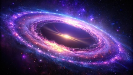 Wall Mural - A breathtaking view of a galaxy with a stunning ring-shaped galaxy and vibrant purple colors, mystery, astrophysics