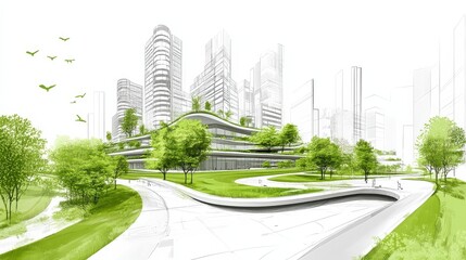Sustainable urban design integrates eco-friendly materials and practices.