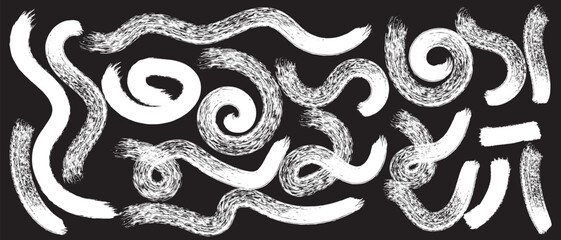 Wall Mural - squiggles with circles seamless pattern. brush drawn bold curved lines, waves and swirls. abstract g