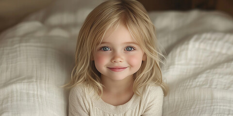 portrait of an white little girl with a smile