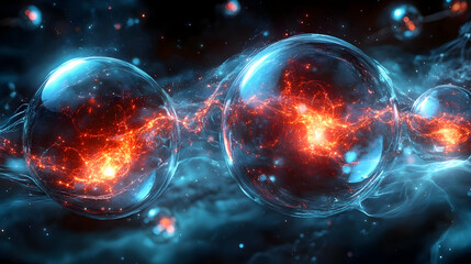 Poster - Abstract 3D Background with Glowing Spheres and Energy