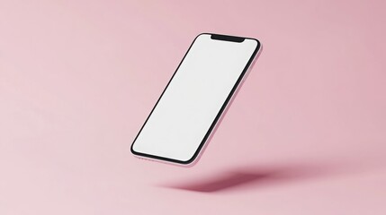 Aufkleber - A sleek smartphone appears to float against a soft pink background, featuring a completely blank screen. The minimalist aesthetic emphasizes the device's modern design and elegance.