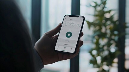 AI-powered fintech startup concept A business person presenting a startup financial app interface
