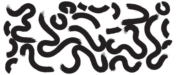 Wall Mural - seamless banner design with bold squiggles and circle. hand drawn curved brush strokes, dots and org