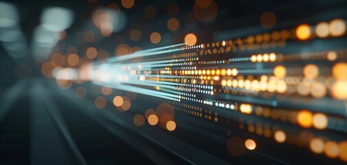 Leinwandbilder - Abstract representation of digital light trails and glowing particles, creating a sense of motion and speed, ideal for illustrating technology concepts.