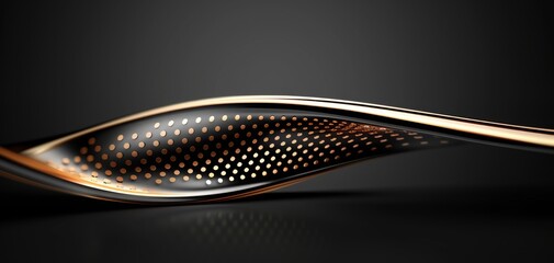 Poster - A dynamic, abstract image of a smooth, flowing surface showcasing intricate patterns and textures in a stunning metallic finish against a dark background.