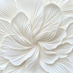 Poster - A delicate, swirling pattern of layered white petals creates an elegant and textured floral design.