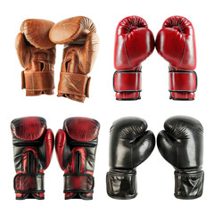 Wall Mural - Set of leather boxing gloves hanging, cut out