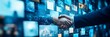 © Level UP - Handshaking Surrounds the Screen Showing the Financial Results of the Organization, Corporate Success Collage: People in Business Discussions and Tech Work