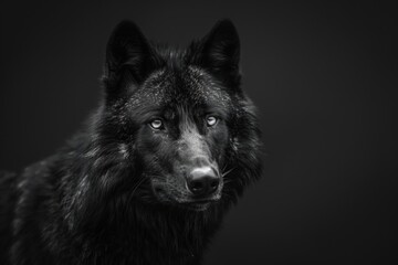 Wall Mural - wolf  Template of black wolf in B&W with black background  wolf