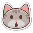 © Guzal Arislanova - Emotion sticker of surprised gray cat with fright. Vector illustration.