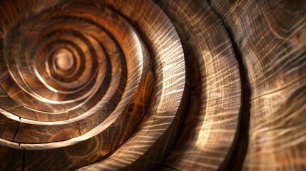 Wooden spiral texture. Intricate wood grain creates a hypnotic spiral, symbolizing growth or infinity.  Rich, warm tones.