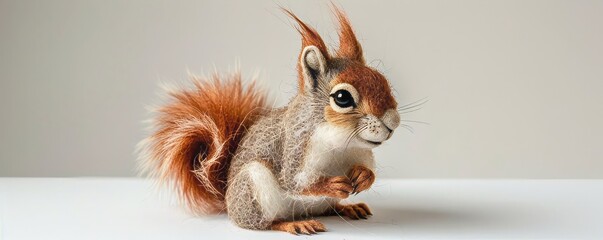 squirrel made of wool handmade.