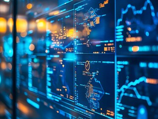 Digital Monitoring Dashboard Displaying Cybersecurity Threats in Real Time for Company s IT Department