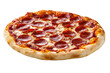 © GodNopparat - A pepperoni pizza with a lot of pepperoni on it. on transparent background.