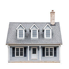 Wall Mural - Cape Cod house with a steep roof and dormer windows. isolated on transparency background