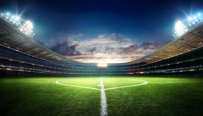Wall Mural - large football stadium with lights